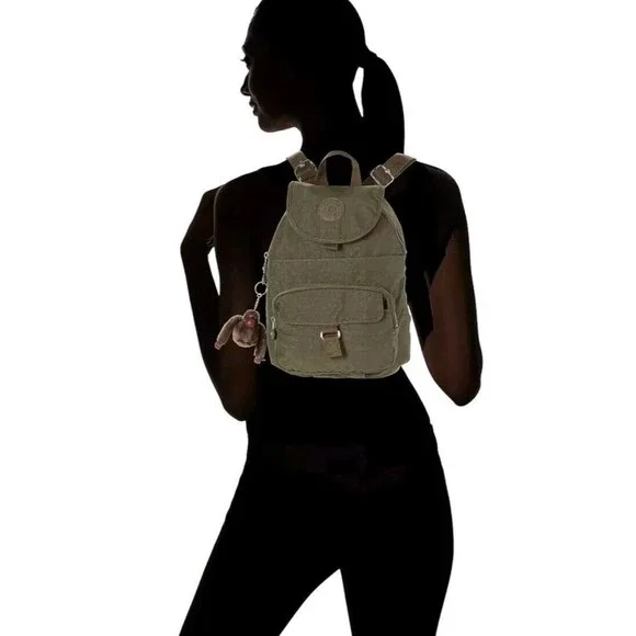 Kipling Queenie Backpack, Medium - Jaded Green Tonal Zipper NWOT MSRP $104 - Picture 7 of 7